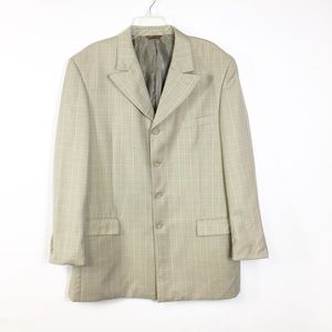 Caravelli Tan Plaid Suit Blazer Jacket Size 44R